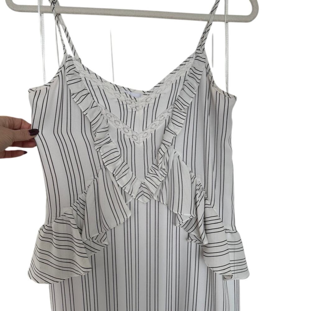 Rebecca Minkoff Taylor Striped Ruffle Dress Asymmetrical Hem Size 4 - Picture 7 of 7